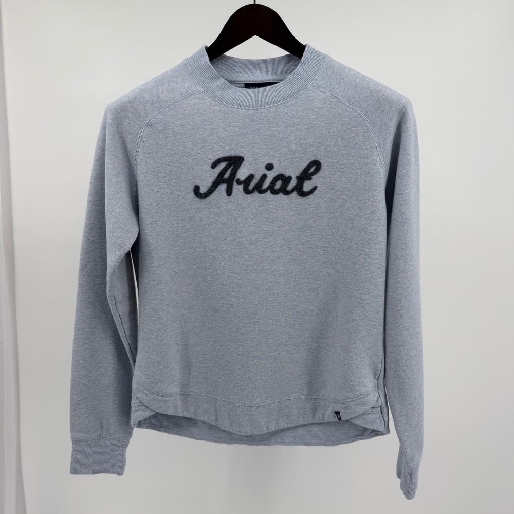 Ariat Benicia Womens Light Blue Heather Chenille Logo Raglan Fleece Sweatshirt-S